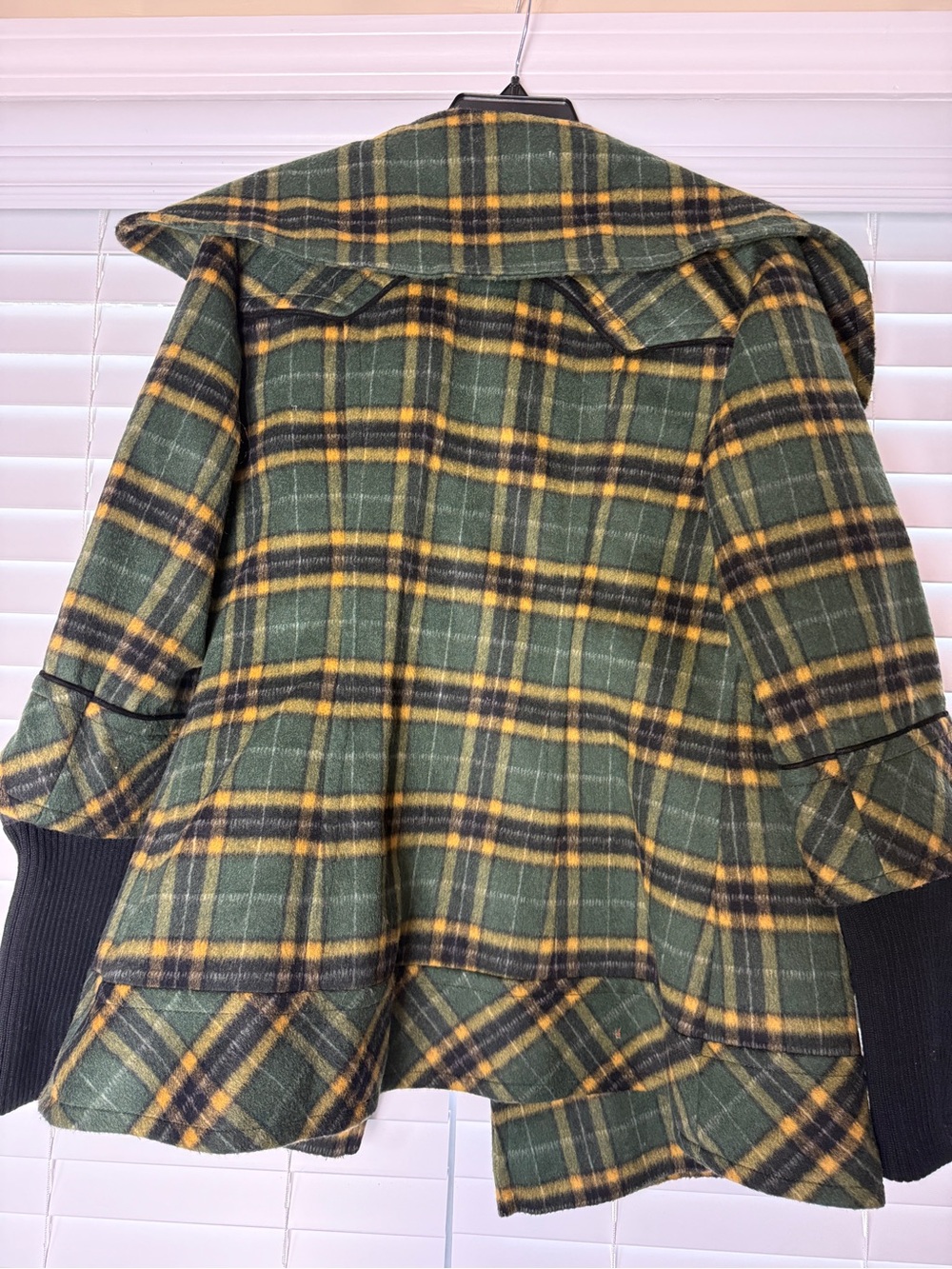 Soia & Kyo Green and Yellow lined Plaid Peacoat - Picture 2 of 5